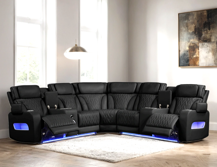 Spain Black Power Reclining Sectional