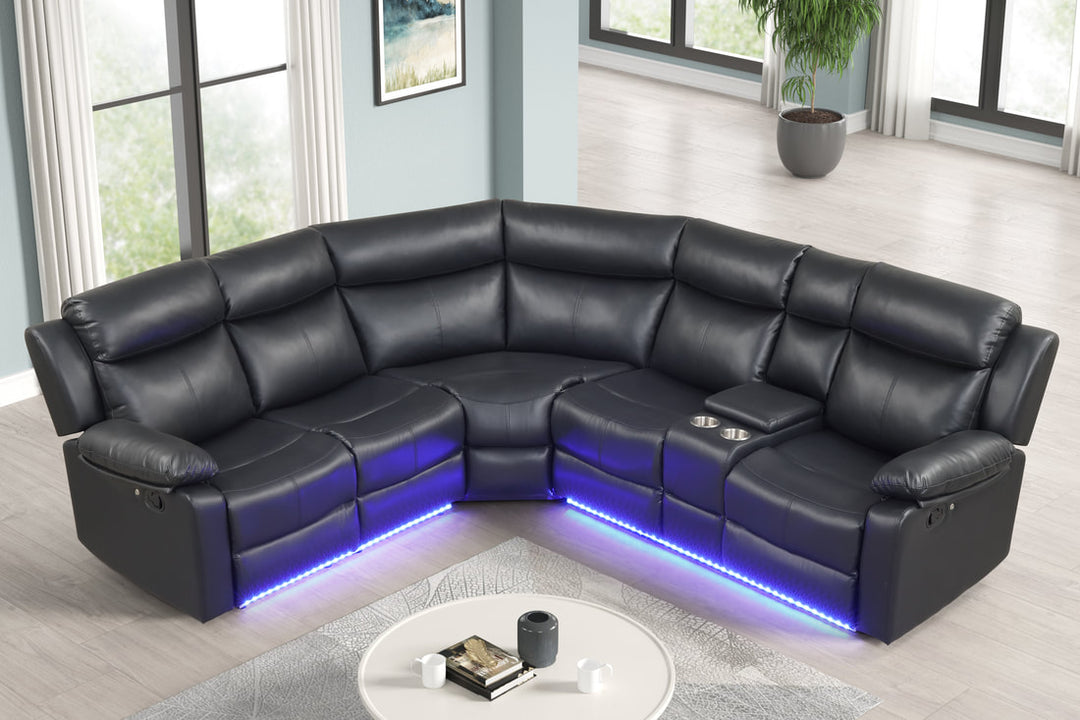 Super Black Reclining Sectional