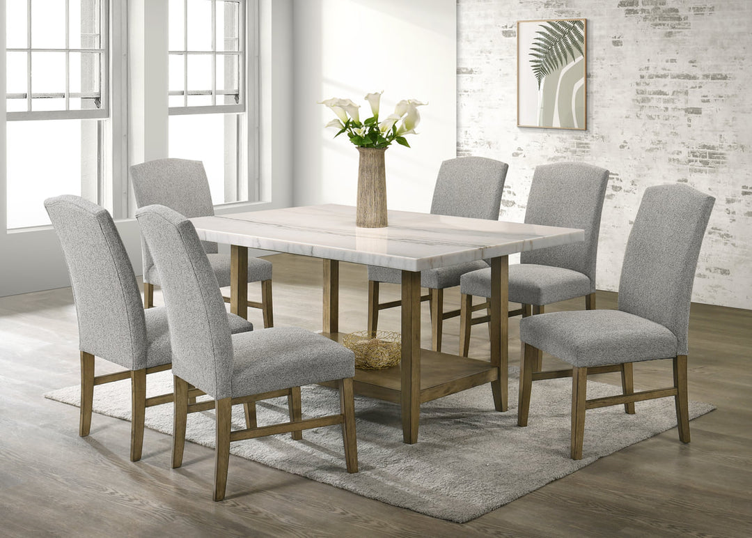 Lola10 - (GENUINE MARBLE) Table &amp; 6-Chairs