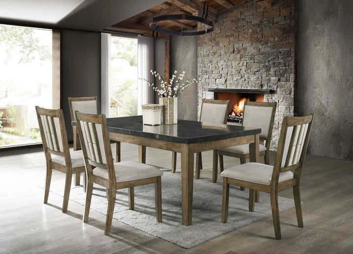 Melstone - (GENUINE MARBLE) Table &amp; 6-Chairs