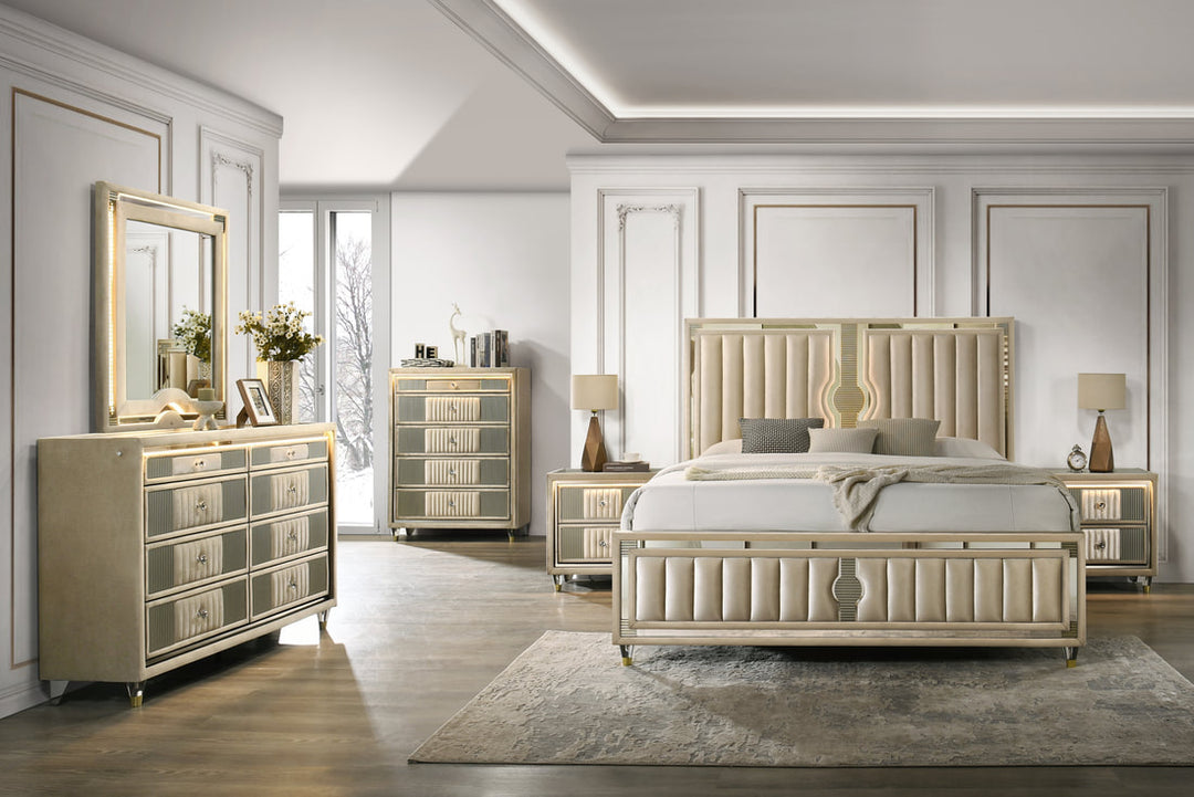 Venetian 4pc or 5pc Platform Bedroom Set - Queen, King