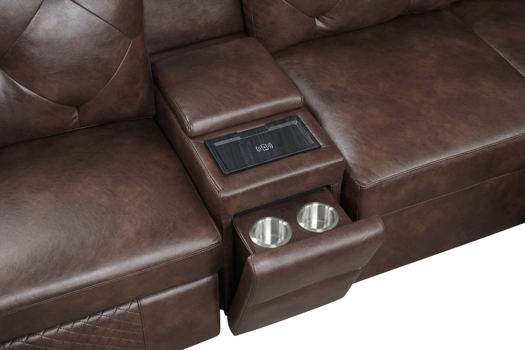 Winston Brown Power Reclining Sectional (w/ Pull-Out Bed)